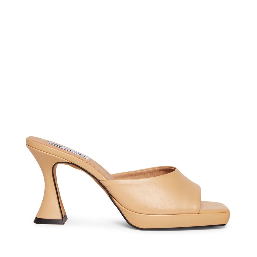 Steve Madden Nude Beige Open Toe Sandal Mule Heels